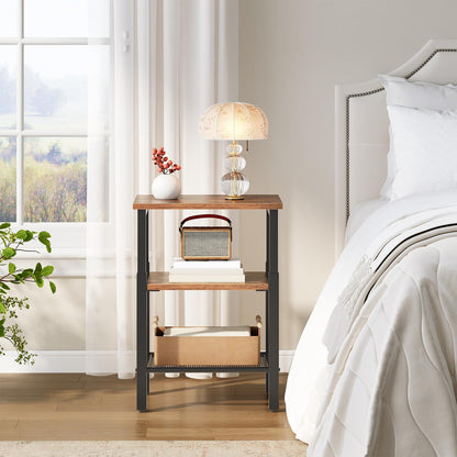 HOOBRO Tall Side Table, Adjustable Heigh Narrow Bedside Table, 3-Tier Small Hallway Table Telephone Table, Small Coffee Table for Hallway