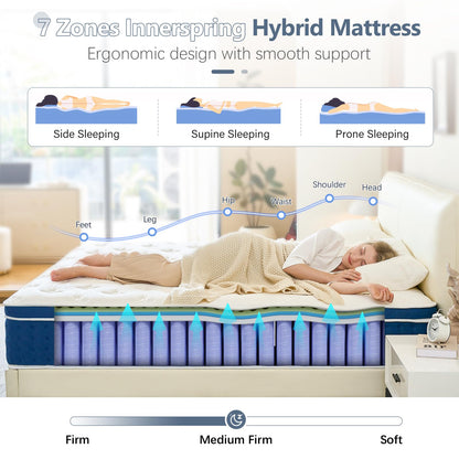 Bednew Small Single Mattresses 75x190cm, 12 Inch Innerspring Hybrid Mattress 2FT4 with Breathable Foam and Pocket Spring For Cool Comfort Sleep
