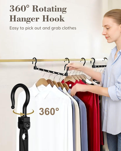 Latoxcaa Space Saving Hangers for Clothes, 8 Pcs Magic Hangers with 6 Holes & 360° Swivel, Wardrobe Organiser Hanger Hooks, Sturdy for Heavy Clothes