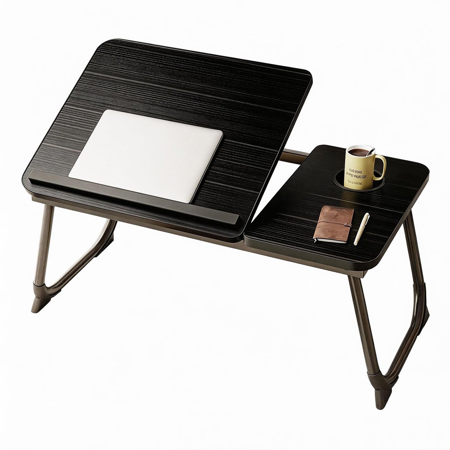 Laptop Desk for Bed, Laptops Tray Desk with 7 Different Angles, Foldable Laptop Bed Table with Storage Drawer and Cup Holder