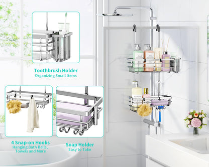 HapiRm Hanging Shower Caddy Organiser - 2 Tier Rustproof 304 Shower Storage