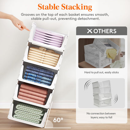 Lifewit 6 Pack Wardrobe Storage Organiser Stackable for Clothes 41 cm Depth