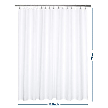 Barossa Design Cotton Blend Shower Curtain Extra Wide 108 Inch - Honeycomb Waffle Weave, Hotel Luxury & Spa, Heavy Weight Fabric, Washable - White