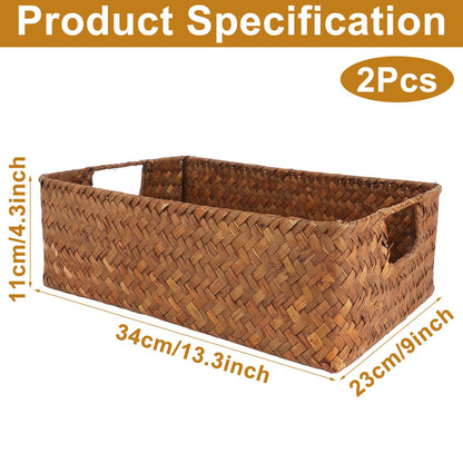ZOFUN 2 Pcs Woven Baskets 34 x 23 x 11 cm