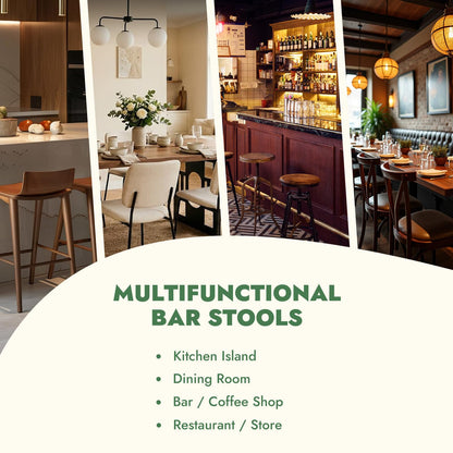 KRAMZMING Counter Height Bar Stools Set of 2, 24 Inch Linen, Gray