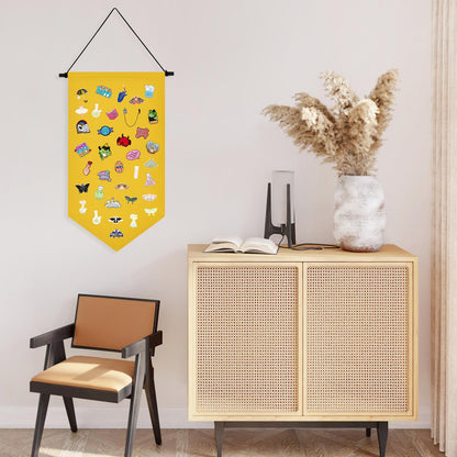 Kunyeah Wall Hanging Brooch Organizer Storage Case Colorful Canvas Pin Board Stand Enamel Pin Badge Hanging Holder Display Banner Earrings Collection