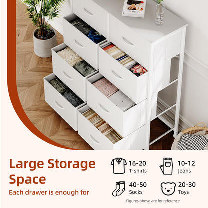 CAIYUN 8 Drawer Dresser, Tall Fabric Chest of Drawers with Wooden Top & Sturdy Metal Frame, Vertical Storage Cabinet for Bedroom, Closet, Nursery