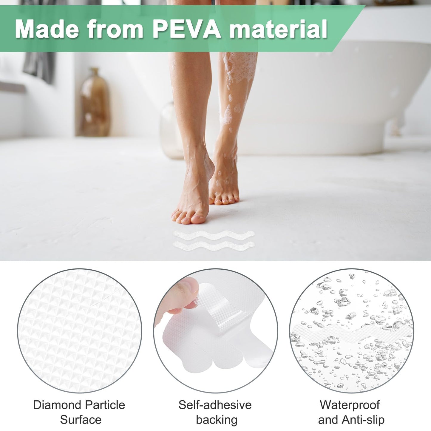 M METERXITY 24 PCS Anti Slip Shower Stickers Clear S Bathtub Non-Slip Stickers Safety Bathtub Strips Adhesive Decals with Scraper for