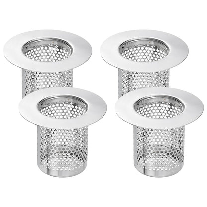 sourcing map 4 Pack Shower Drain Strainer, 2" x 2.6" 304 Stainless Steel Floor Drain Strainer Deep Sink Hair Catcher for Kitchen Bathroom Balcony