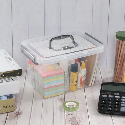 Saedy 6 L Small Lidded Storage Box, 6 Pack Plastic Latch Storage Container