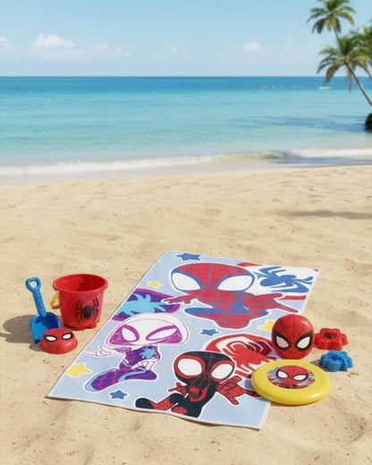 BrandMac Spidey Beach & Bath Towel 70x140 cm, 100% Cotton | Soft & Absorbent Kids Bath & Swim Towel | Marvel Spiderman Design Colorful Towel