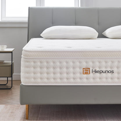 Hiepunos King Size Mattress,10.2 INCH Hybrid Memory Foam and Individually Pocket Spring,5FT King Mattress Medium Firm,Ergonomic Pressure