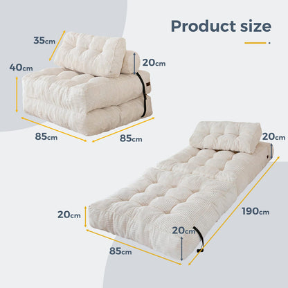 MAXYOYO Folding Sofa Bed, Convertible Sleeper Chair with Pillow Foldable Mattress with Back Support