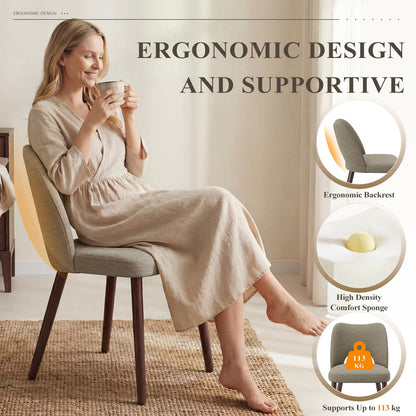 MALOL Upholstered Dining Chairs Set of 6, Fabric Chairs for Dining Room with Solid Wood Legs, Hollow Backrest and Thick Seat Cushion
