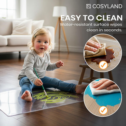 COSYLAND Heavy Duty Under Desk Rug for Rolling Chair – Anti-Slip Frosted Mat for Office Chair on Hardwood Floor, Home Office Floor Protector