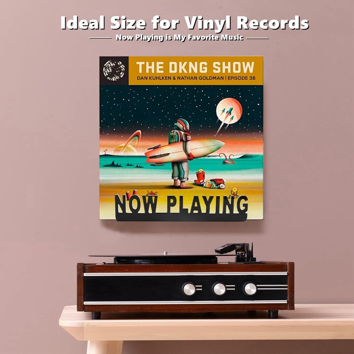 TuoYi Now Playing Vinyl Record Wall Mount Shelf, Black 7 Inch Acrylic Album Display Holder, LPS Storage Holder for Record