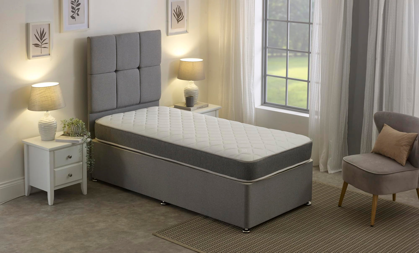 Extreme Comfort Hybrid Grey Essentials Mattress | 2ft6 Shorty (75cm x 175cm) | Memory Foam & Bonnell Spring | Plush Feel | Cooltouch Plus Sleep