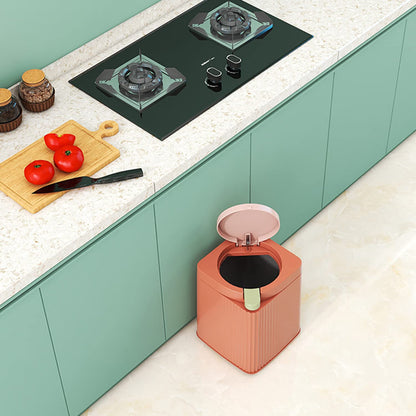 Zhongren Small Waste Paper Bin with Push Lid Kitchen Bathroom Living Bins Recycling Square Office Wastebasket Dustbin Home Bedroom Trash Can Garbage