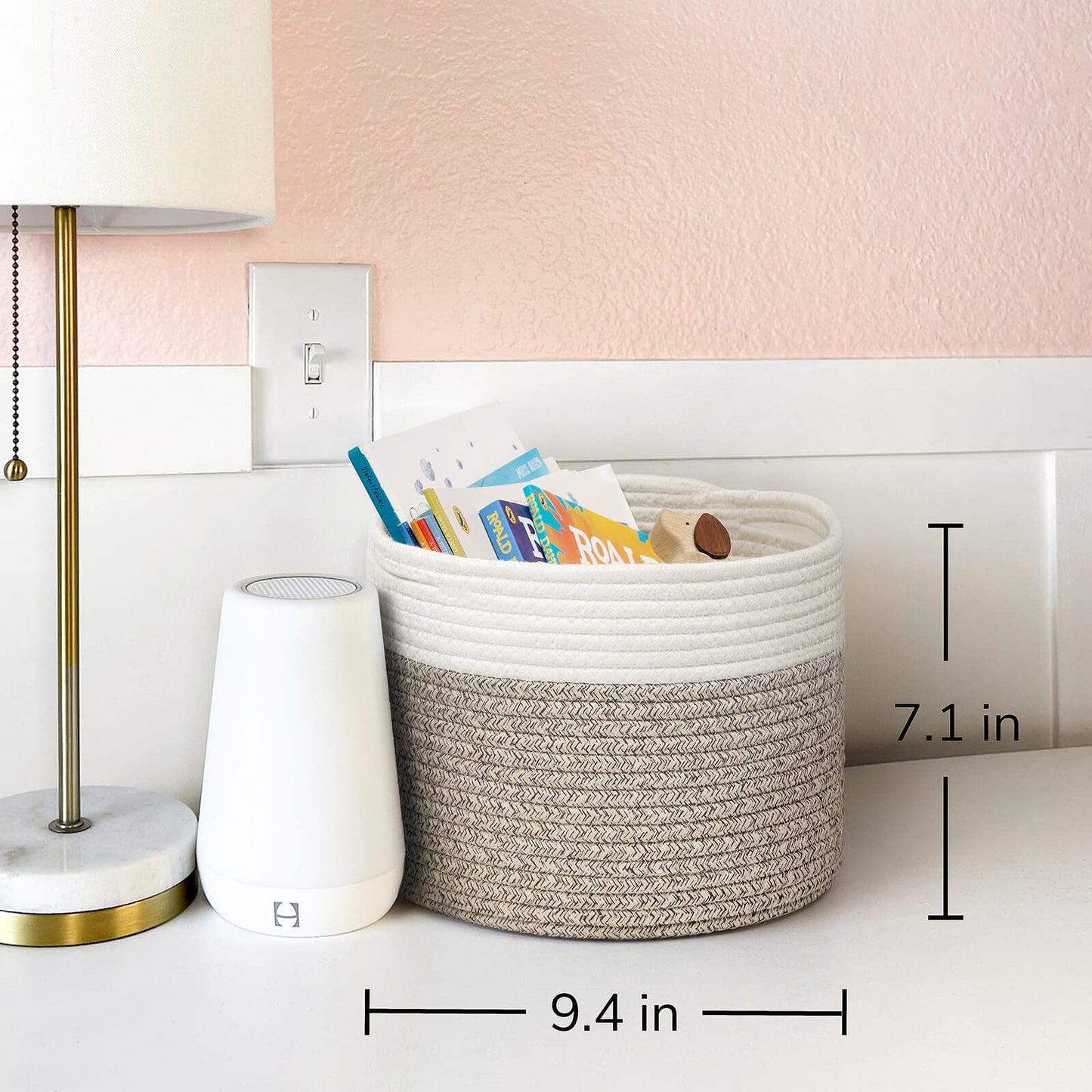 TIMEYARD Small Cotton Rope Basket Storage Basket for Shelves Toy Organiser