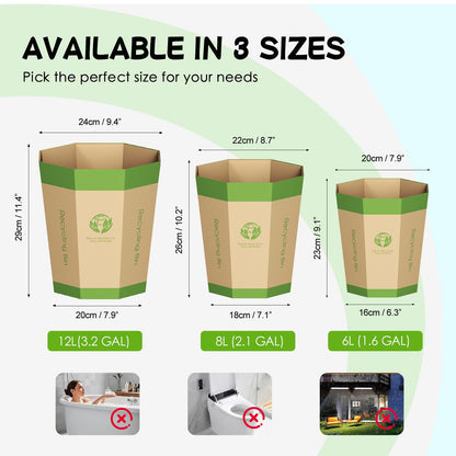 6-Pack Cardboard Waste Paper Bin – Foldable, Recyclable, Plastic-Free & Reusable Trash Can - Small Rubbish Bin - Waste Basket Perfect for Office