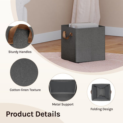 WOLTU Storage Boxes Set of 3, Storage Baskets, Folding Wardrobe Cube Boxes, with Handle and Metal Frame, for Living Room/Bedroom/Study, Linen