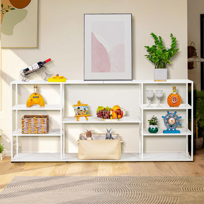 HDANI 180cm Extra Long Sofa Console Table,Narrow Modern Entryway Table Behind Couch with Storage Shelves,4 tier Shelf Bookshelf for Living