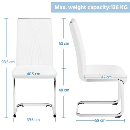 Yaheetech Dining Chairs 2pcs Modern Faux Leather High Back Chairs White