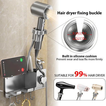 Ecloom Hair Dryer Holder No Drilling Required with 360 Deg Rotation