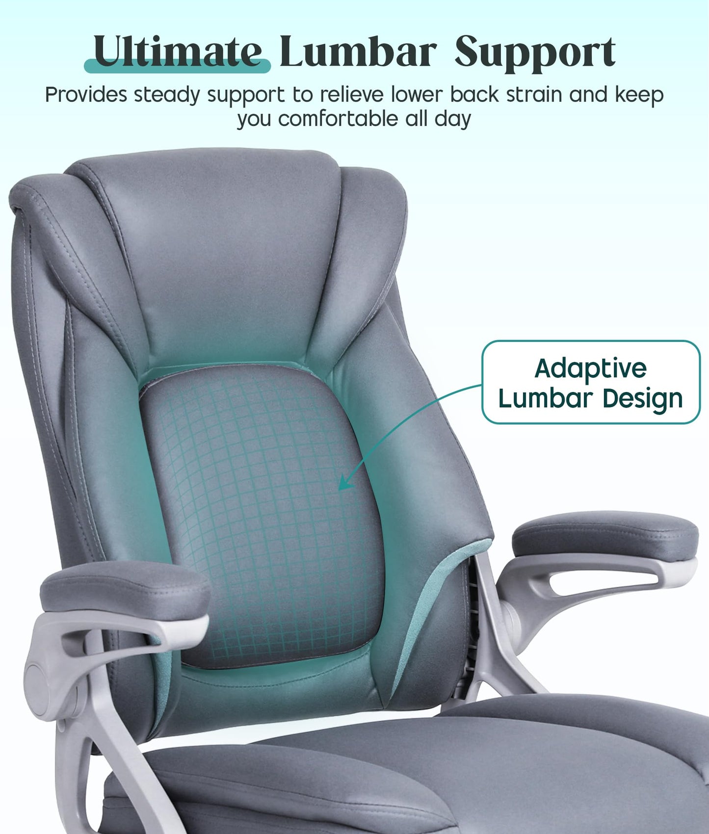 CHI ENERGY Executive Office Chair, Ergonomic Desk Chair with Padded Flip-up Armrests and Cushion