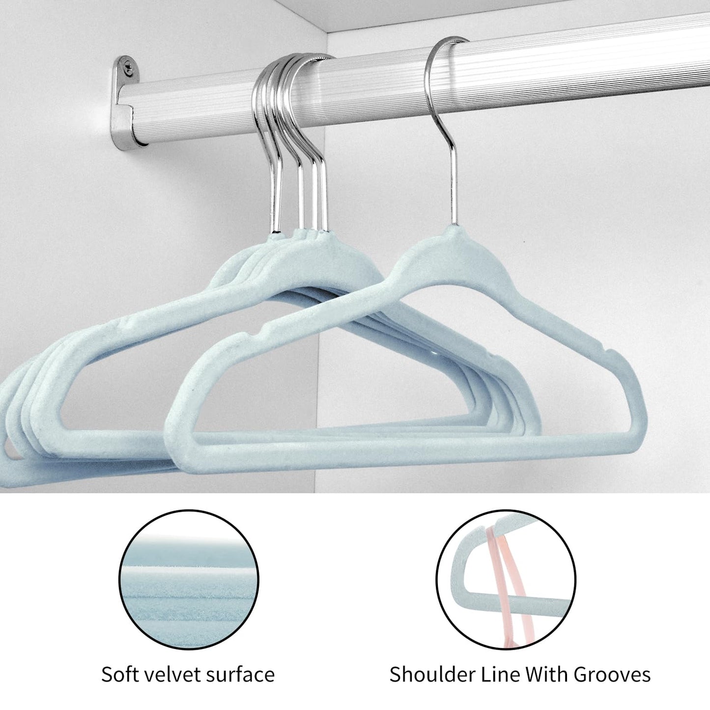 MangoKit Blue Baby Velvet Hangers Non-Slip Kids Coat Hangers 30 Pack