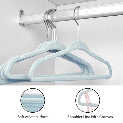 MangoKit Blue Baby Velvet Hangers Non-Slip Kids Coat Hangers 30 Pack