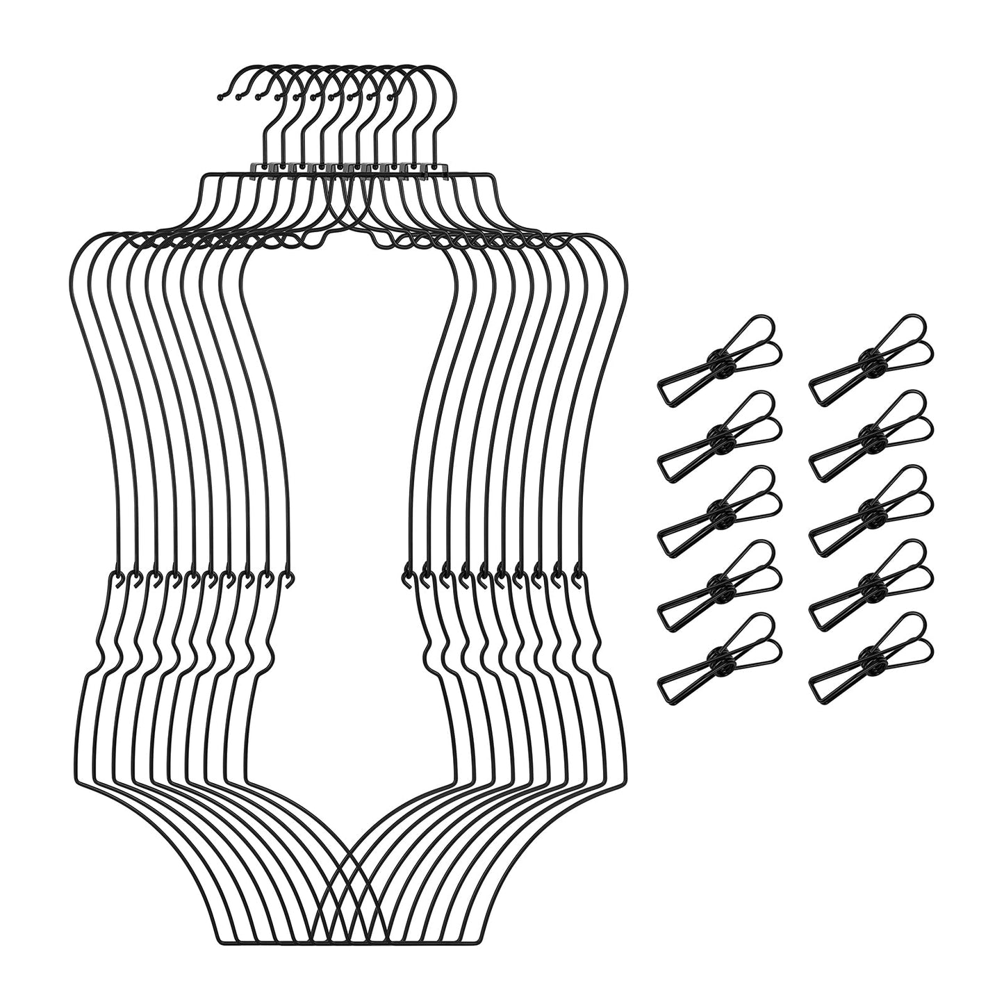 Arekuaei Foldable Metal Bikini Body Shape Hangers for Swimwear Bikini Display (Black)