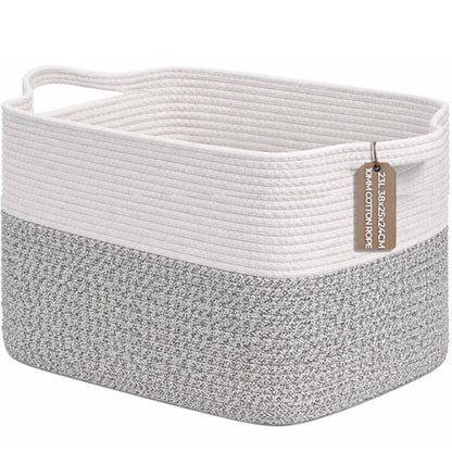 Bermondsey Division Cotton Rope Storage Basket with Handles 23L – Decorative Woven Organiser for Living Room, Bedroom, Bathroom & Nursery