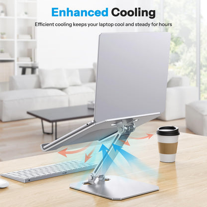 OMOTON Aluminum Laptop Stand for Desk, Laptop Riser with Adjustable Height