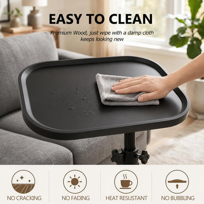 Gelory C Tables Height Adjustable Side Table Rotatable Bedside Desk, Black