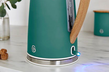 Swan SK14610GREN Nordic Jug Kettle, Wood Effect, Soft Touch, 1.7L 3KW, Matte Pine Green