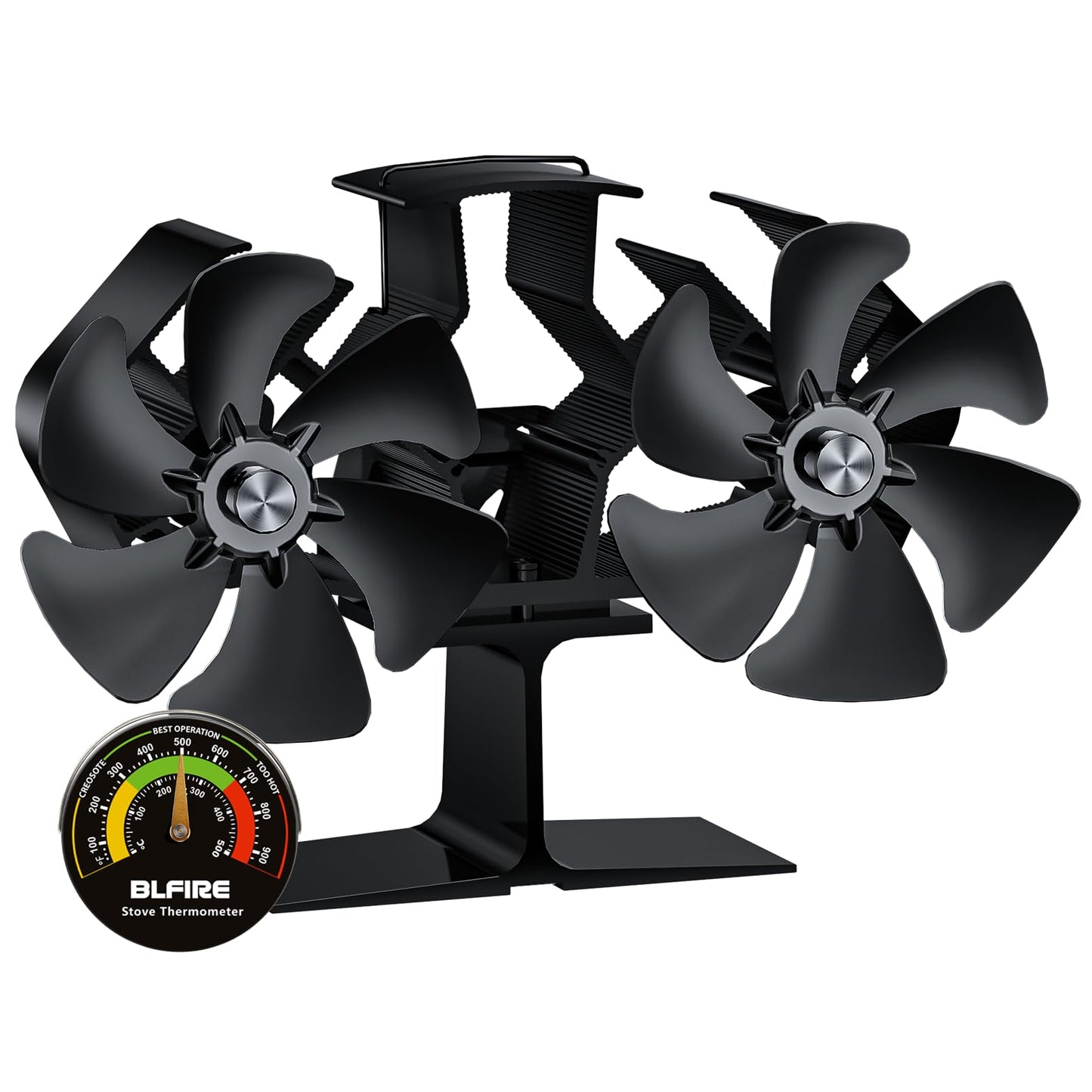 BLFIRE Wood Stove Fan Silent Operation | Eco-friendly 12-Blade Log Burner Fan | Heat Powered Fireplace/Log Burner Accessories for Wood Burner/Burning