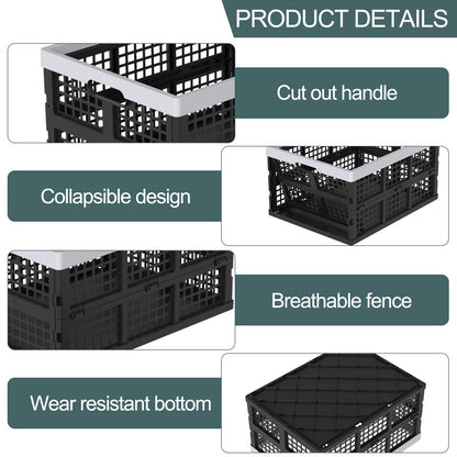 Ziglous 35 Litre Plastic Collapsible Storage Boxes, Folding Storage Crate