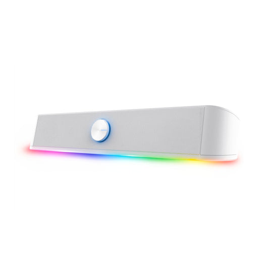 GXTrust 1619W Rhox RGB Illuminated Soundbar, PC Speakers 12W Peak Power, USB Powered Sound Bar, 3.5mm Jack Plug and Play, Stereo PC Soundbar for