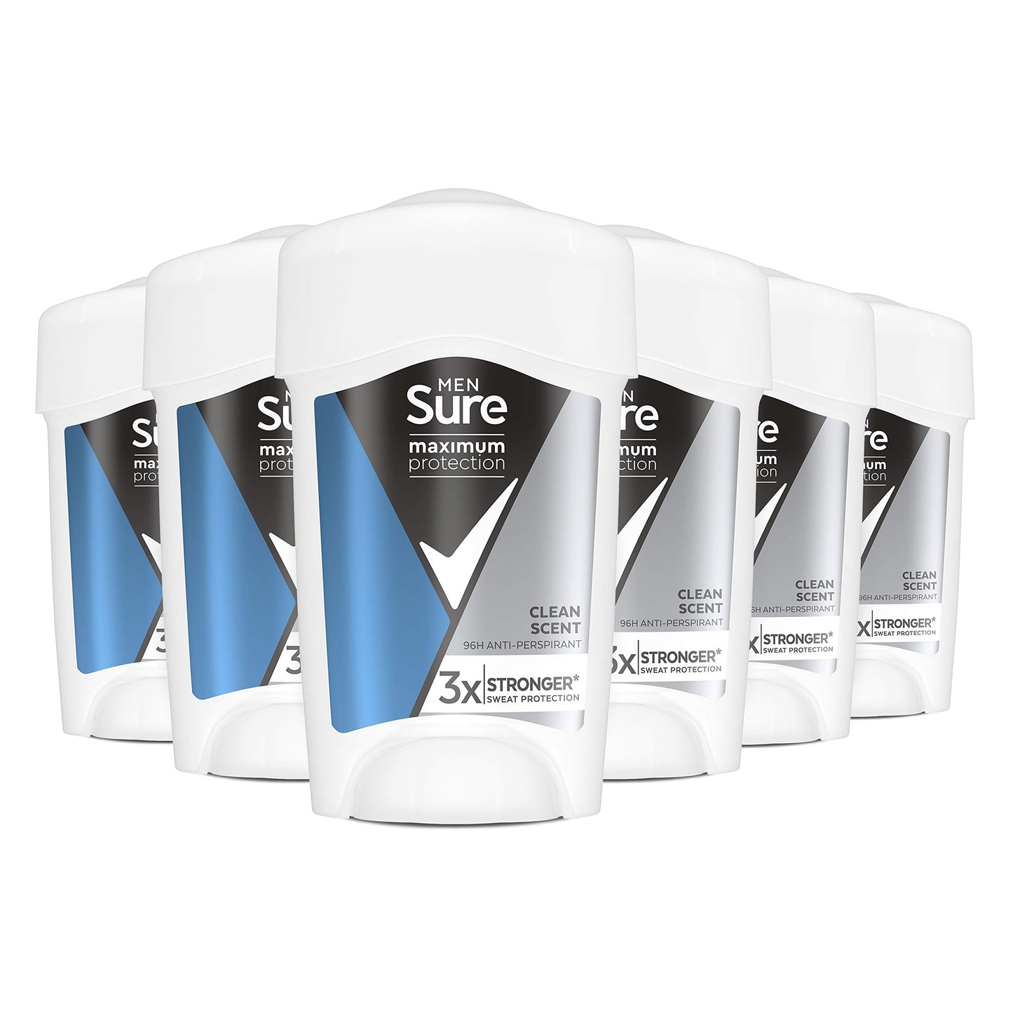 Sure Men Maximum Protection Clean Scent Antiperspirant Deodorant Cream Stick with 3x stronger* sweat protection for 96 hour sweat and odour protection