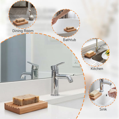 Woden Soap Dish for Shower, Bar Soap Holder with Self-Draining Tray, Handmade Wood Soaps Holder for Shower Bathroom Kitchen