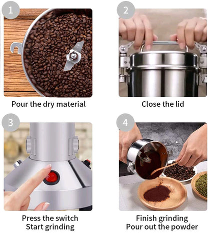 LEJIEYIN Electric Grain Grinder Mil 150g High Speed Stainless Steel, 900W Open-Cover-Stop Protection, for Grinding Various Dried Cereal/Herb/Spice/Nut