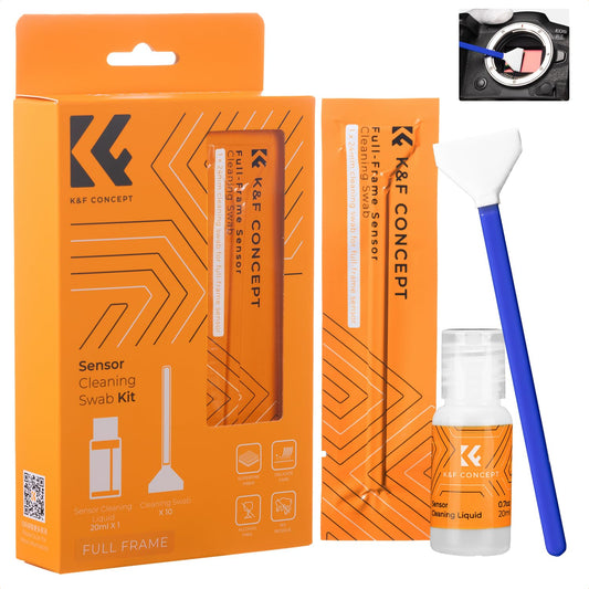 K&F CONCEPT 24mm Full Frame Sensor Cleaning Swab*10 + 20ml Sensor Cleaner, DSLR SLR Digital Camera Sensor Cleaning Swab for Reflex and Mirrorless
