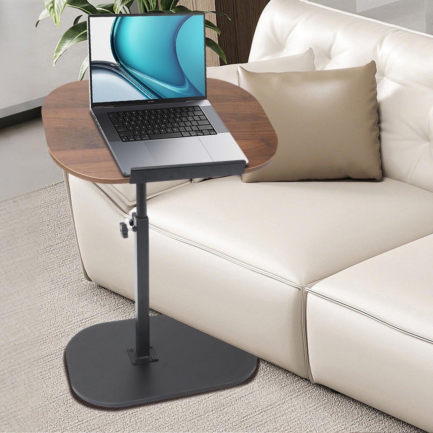YYW Side Table TV Tray, Height Adjustable 360° Swivel C Shaped End Table