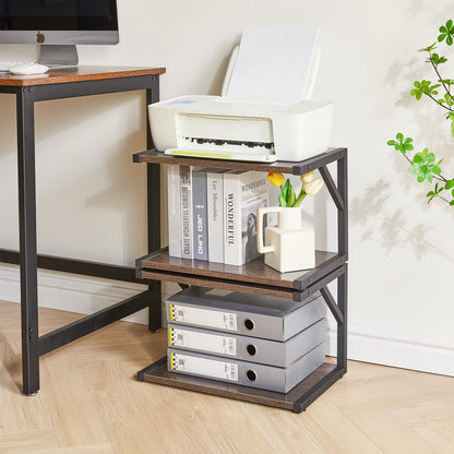 IBUYKE 2-Tier Desktop Printer Stand Holder, Multi-Purpose Desk Organizer Storage Shelf, Book Shelf Printer Shelf for Fax Machine, Scanner, Files