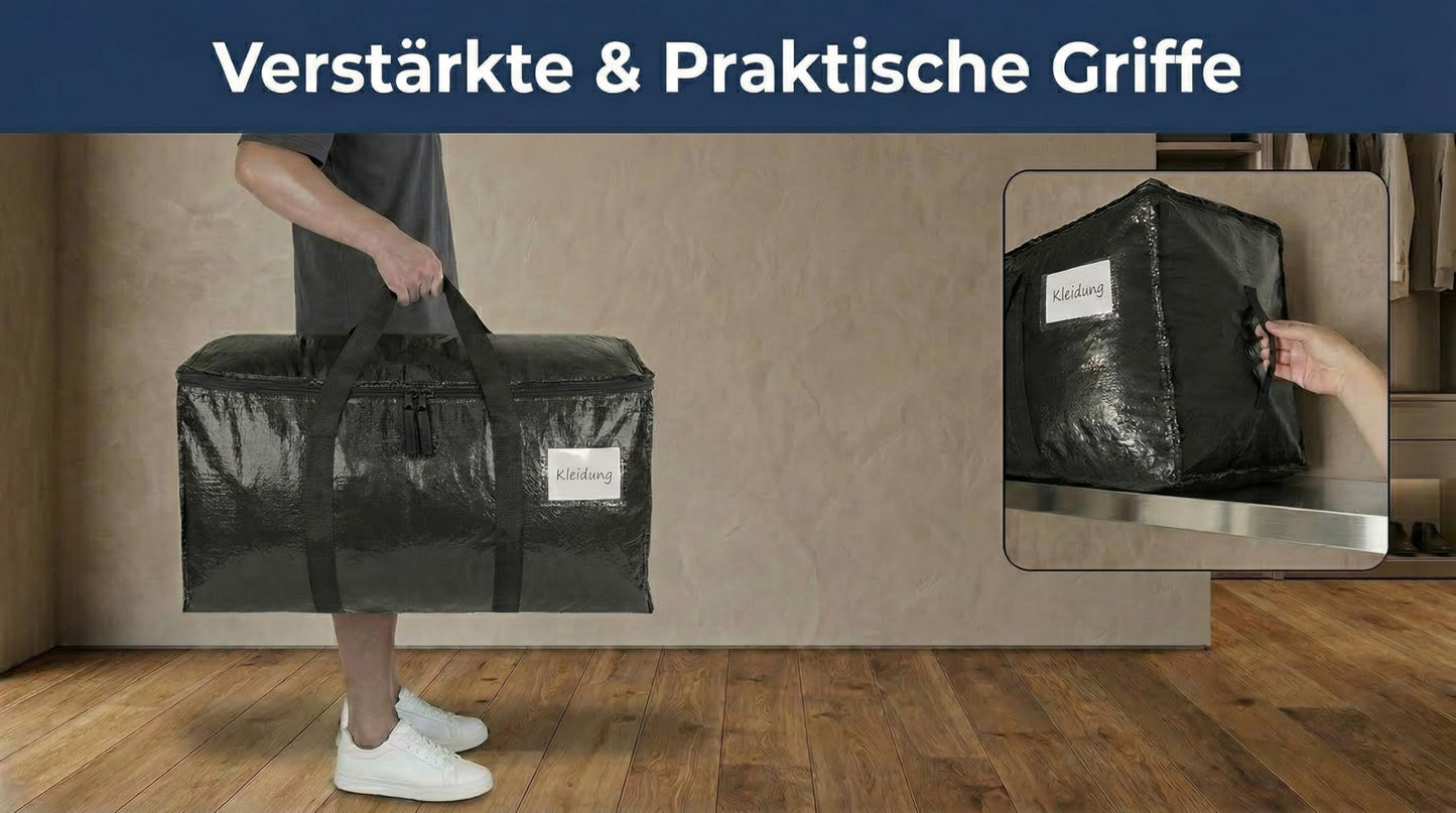 Mesiria Large Storage Bags, Heavy Duty Waterproof Clothes Storage Bag Box Moving Bag Moving Totes Moving Boxes (4, Black)