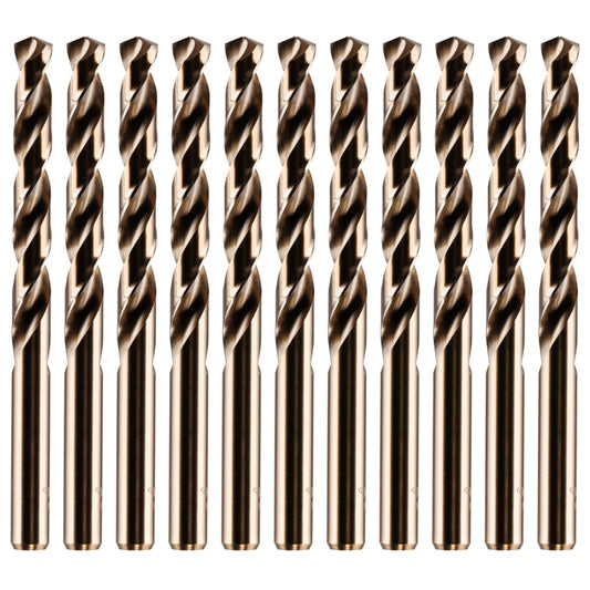 Rennie Tools - Box of 10 x 5mm HSS Gold Cobalt Jobber Drill Bit Set For Stainless Steel, Hard Metals, Aluminium, Cast Iron, Copper. Twist Drill Bit