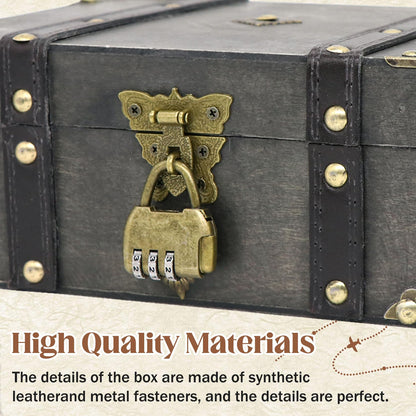 Forbabe Wooden Treasure Chest 24 x 17 x 10 cm - Vintage Treasure Chest with Lock