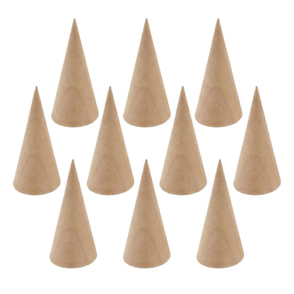 Lcvasvuz 10 Pcs Wooden Ring Display Stand Jewelry Holder Organiser Showcase Rack Ring Display Stand for Jewellery Wooden Cones Display Rack