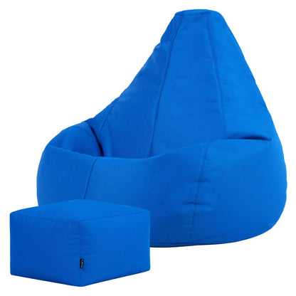 Bean Bag Bazaar Outdoor Bean Bag & Footstool with Filling Included, Blue
